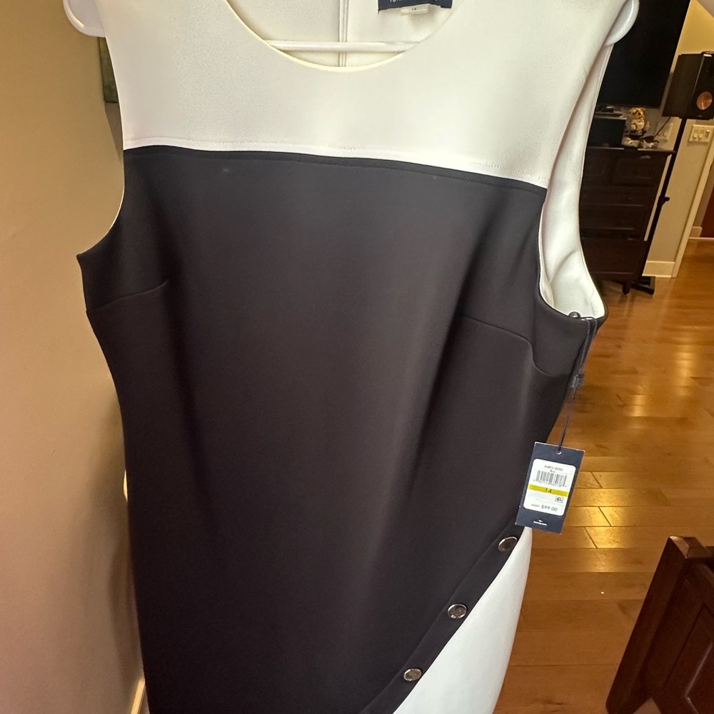 Tommy Hilfiger Black and White Asymmetrical Dress